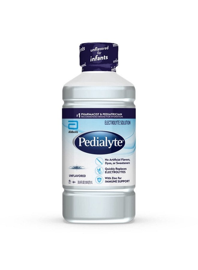 Pedialyte Electrolyte Solution, Unflavored, Hydration Drink, 33.8 Fl Oz. (Pack of 4) - Image 1