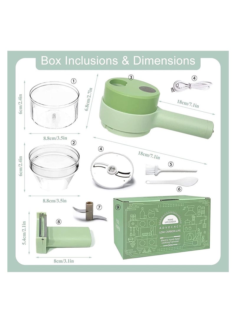 ELTRAZONE 4 in 1 Handheld Electric Vegetable Cutter Set, Portable Mini Wireless Food Processor with Brush, Gatling Vegetable Cutter Electric Garlic Chopper for Garlic Pepper Chili Onion Celery Ginger Meat - Image 2