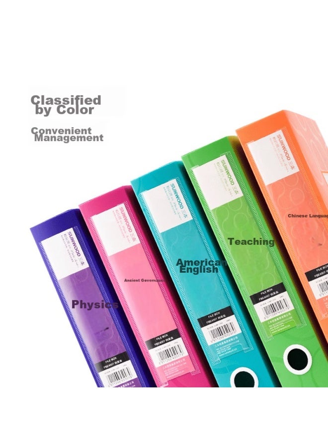 Sunwood 5-pack A4/55mm Plato Series ملفات وثائق ملونة/صناديق وثائق/منظمات وثائق/صناديق تخزين/صناديق تنظيم فئات، 5 ألوان مختلطة، Fbe4007 - Image 3