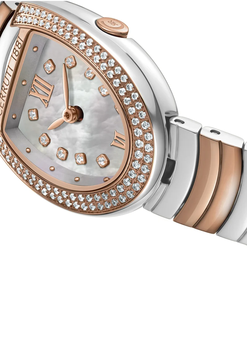 CERRUTI 1881 Cerruti 1881 Lerici Analog Women's Watch - White Mother of Pearl Dial, Roman Numerals, Rose Gold Two Tone Bracelet