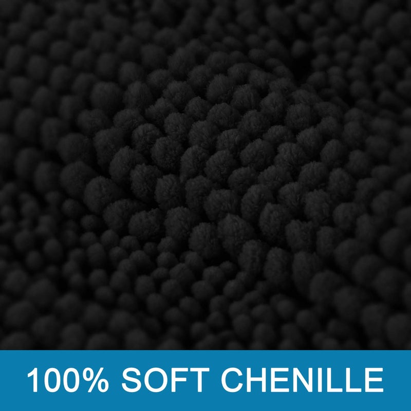 H.VERSAILTEX Bathroom Rugs Bath Mat Runner Rug Non Slip Kitchen Rug Extra Long Bath Rug Runners Oversized 59"" x 20"" Absorbent Washable Dry Fast Plush Area Rug for Bathroom/Bedroom - Black - Image 2
