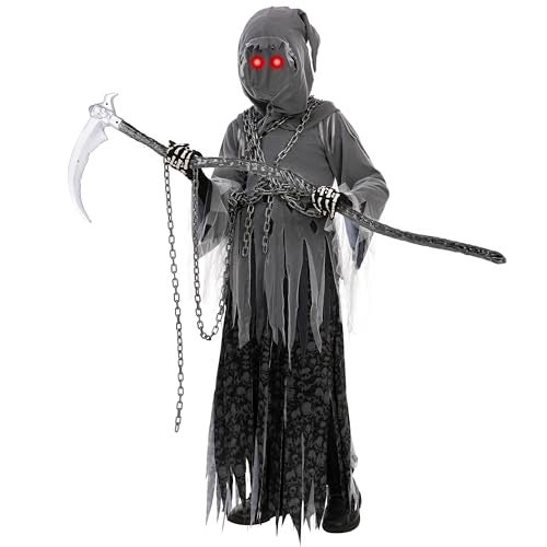 Spooktacular Creations Child Unisex Grim Reaper Costume, Halloween Costume with Glowing Red Eyes for Kids Trick-or-Treating-S(5-7yr) - Image 5