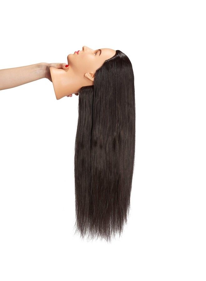 Hairingrid 26"28" Mannequin Head Hair Styling Training Head Manikin Cosmetology Doll Head Synthetic Fiber Hair And Free Clamp Holder (Black) - Image 5