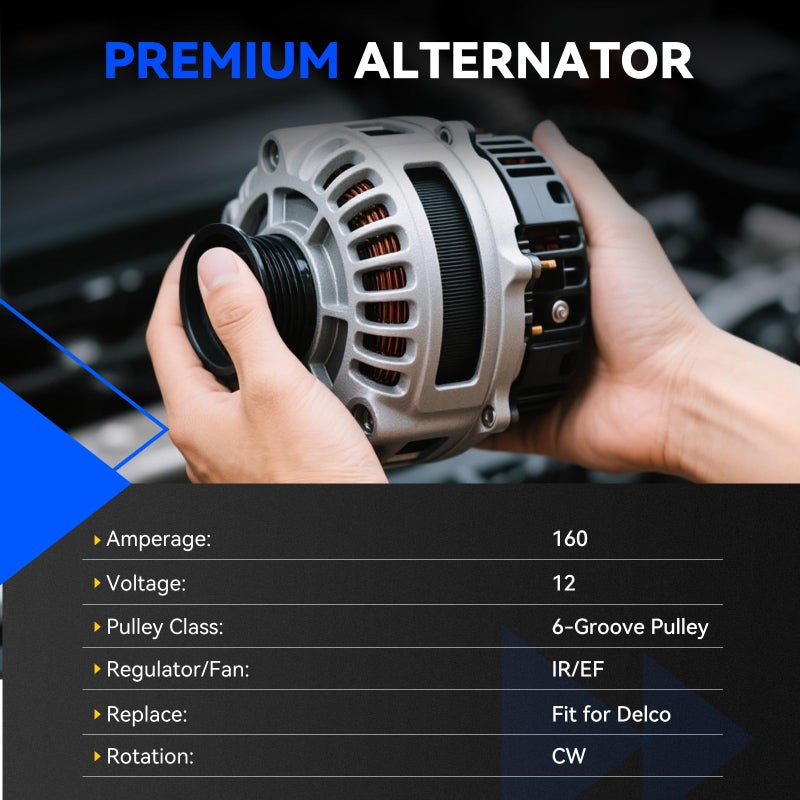 Hikevent 160 Amp New Alternator Replacement for 2007-2014 Chevy Silverado Tahoe Suburban Avalanche, GMC Yukon XL Sierra 1500 2500 3500, Cadillac Escalade & Hummer H2, 8301N ADR0369 - Image 2