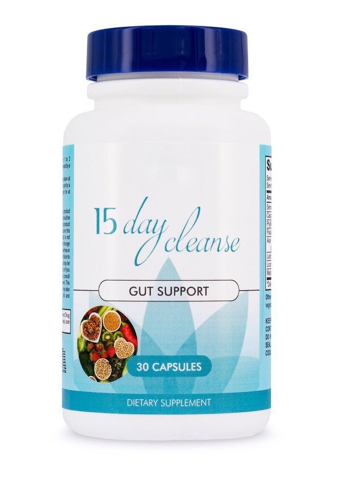 GUT & GUNSTIG 15 Day Cleanse - Gut and Colon Support - Advanced Gut Cleanse Detox for Women & Men with Senna, Cascara Sagrada & Psyllium Husk - Non-GMO  - 30 Capsules  - Image 1