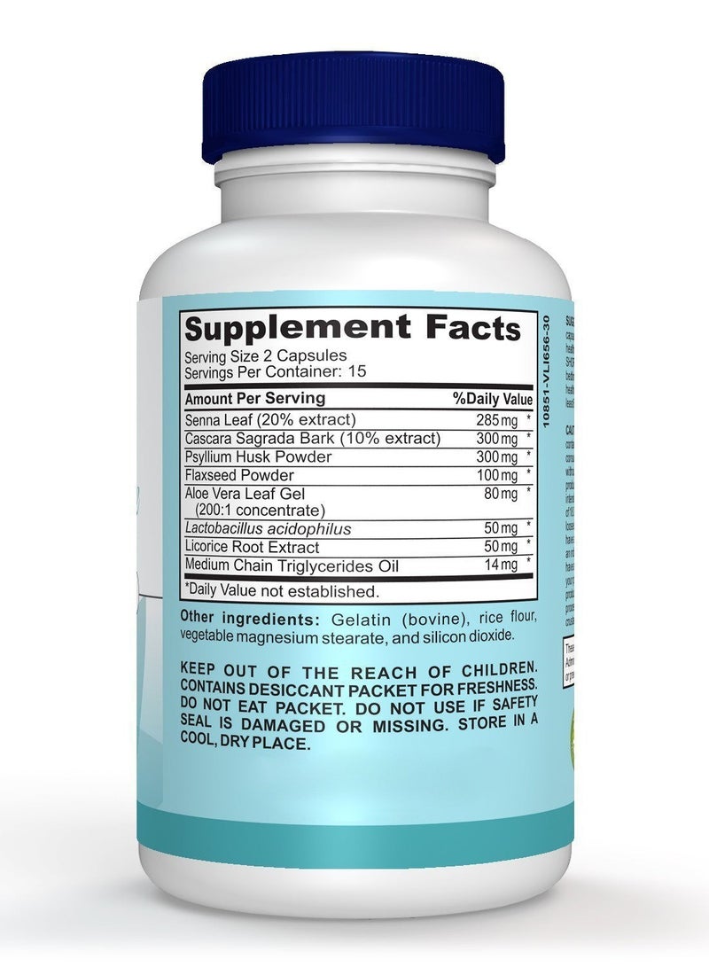 GUT & GUNSTIG 15 Day Cleanse - Gut and Colon Support - Advanced Gut Cleanse Detox for Women & Men with Senna, Cascara Sagrada & Psyllium Husk - Non-GMO  - 30 Capsules  - Image 2