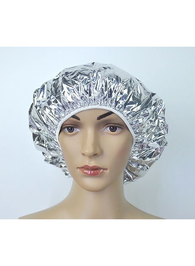 Fodattm 4PCS Salon Aluminum Foil Baking Oil Hair Cap Portable Nourishing Dry Disposable Shower Cap Waterproof Ultra-thin Bath Hat Hoods Bathroom Products (Silver) - Image 2