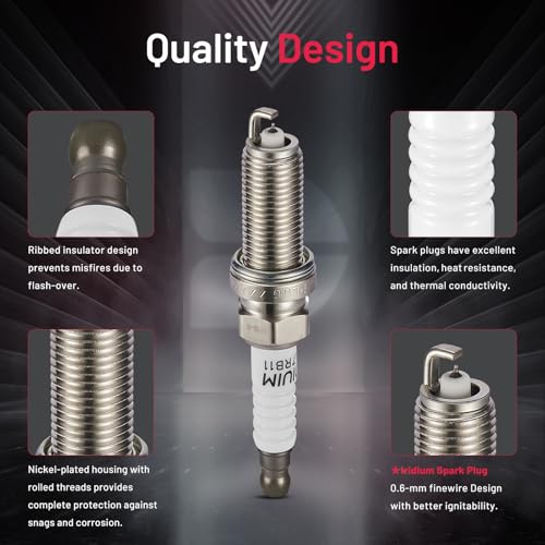 BDFHYK Set of 6 Iridium Spark Plug Compatible with INFINITI QX60 Q50 Q70 M35h JX35 EX35 FX35 G25 G35, Compatible with Nissan Maxima Murano Pathfinder Altima Quest 350Z,Replacement for 1406 DILKAR7B11 - Image 2