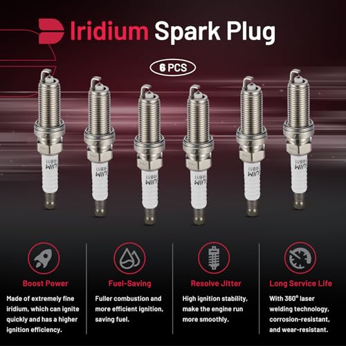 BDFHYK Set of 6 Iridium Spark Plug Compatible with INFINITI QX60 Q50 Q70 M35h JX35 EX35 FX35 G25 G35, Compatible with Nissan Maxima Murano Pathfinder Altima Quest 350Z,Replacement for 1406 DILKAR7B11 - Image 3