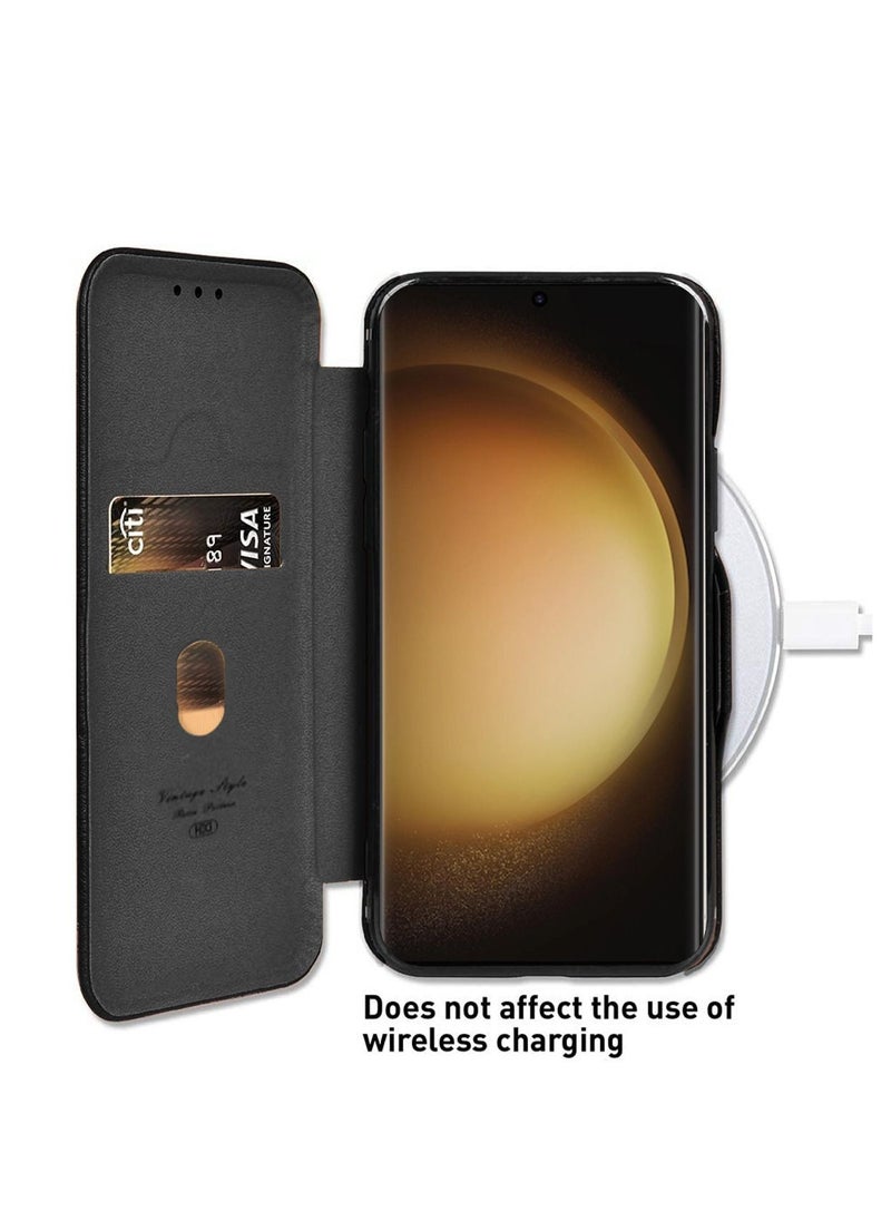 HDCI PU Leather Texture Flip Wallet Case Cover For Samsung Galaxy S23 Ultra 5G 2023 Black  - Image 5