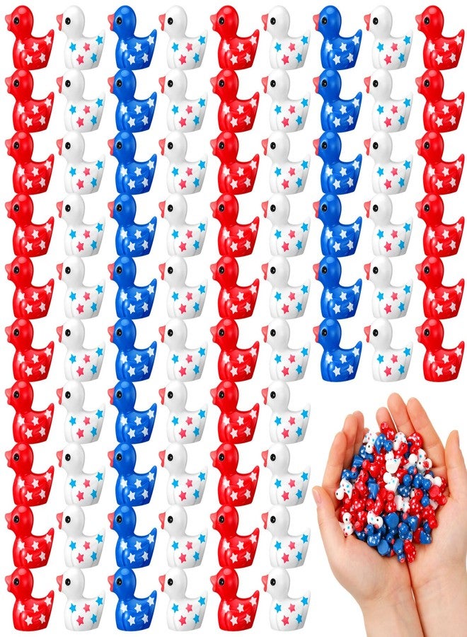 Arrowbash 100 Pieces Patriotic Mini Resin Ducks Small 4th of July Ducks Bulk Mini Resin Animals Red White and Blue Animals for Independence Day Gifts Goodie Bags Stuffers (Cute Colors) - Image 1