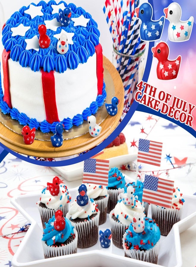 Arrowbash 100 Pieces Patriotic Mini Resin Ducks Small 4th of July Ducks Bulk Mini Resin Animals Red White and Blue Animals for Independence Day Gifts Goodie Bags Stuffers (Cute Colors) - Image 5