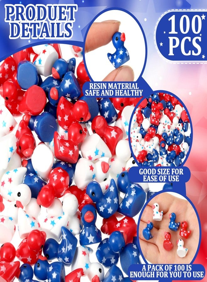 Arrowbash 100 Pieces Patriotic Mini Resin Ducks Small 4th of July Ducks Bulk Mini Resin Animals Red White and Blue Animals for Independence Day Gifts Goodie Bags Stuffers (Cute Colors) - Image 4