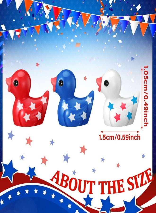 Arrowbash 100 Pieces Patriotic Mini Resin Ducks Small 4th of July Ducks Bulk Mini Resin Animals Red White and Blue Animals for Independence Day Gifts Goodie Bags Stuffers (Cute Colors) - Image 3