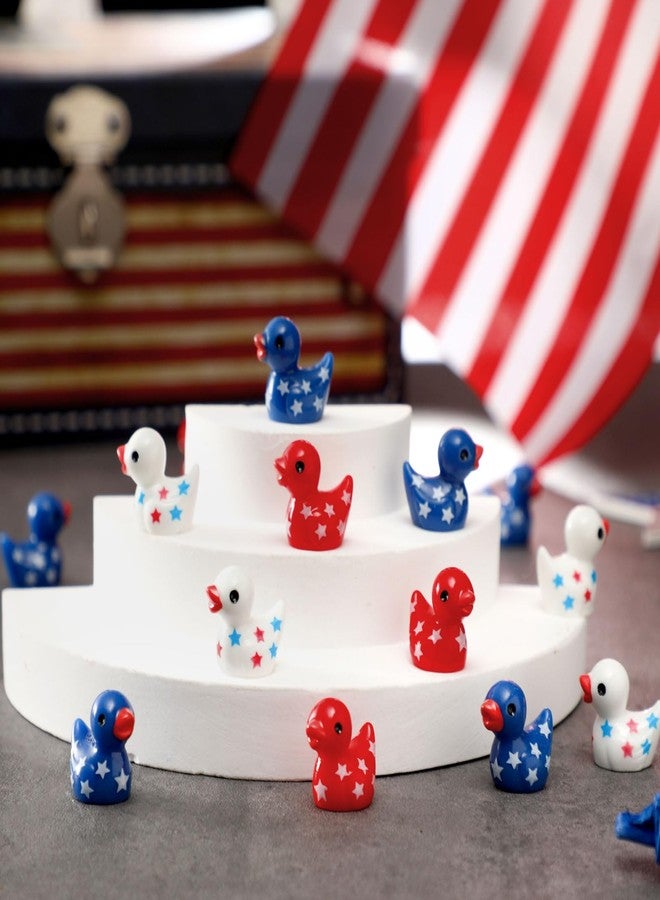 Arrowbash 100 Pieces Patriotic Mini Resin Ducks Small 4th of July Ducks Bulk Mini Resin Animals Red White and Blue Animals for Independence Day Gifts Goodie Bags Stuffers (Cute Colors) - Image 2