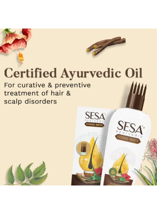 SESA Ayurvedic Strong Roots Hair Oil 100 Ml Hair Strenghtening Reduces Hairfall No Mineral Oil Hair Oil For Women And Men 338 oz - Image 4