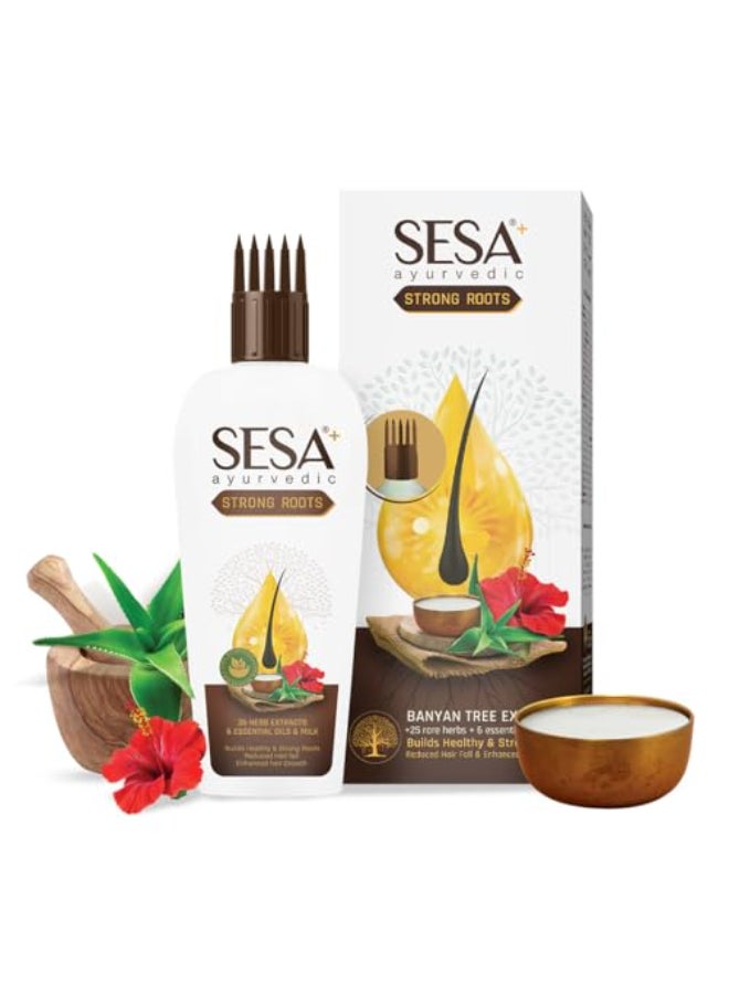 SESA Ayurvedic Strong Roots Hair Oil 100 Ml Hair Strenghtening Reduces Hairfall No Mineral Oil Hair Oil For Women And Men 338 oz - Image 1