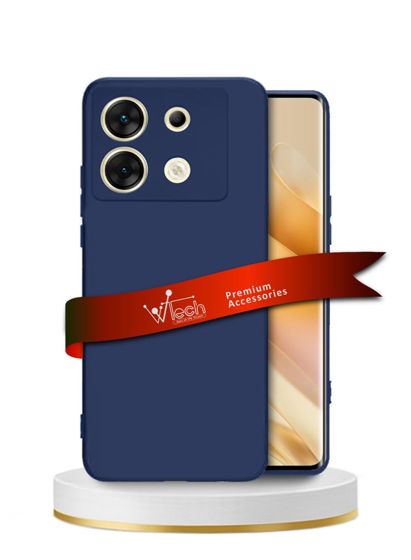 دبليو تيك غطاء حماية من السيليكون السائل الناعم لهاتف انفينيكس زيرو 30 5G 2023 أزرق داكن - Image 1