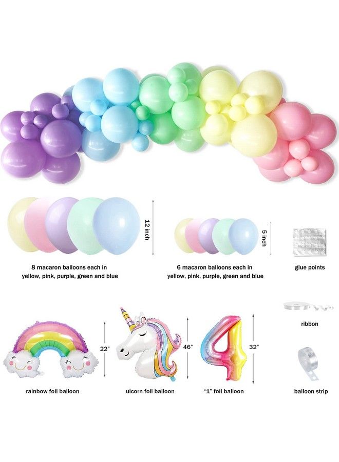Hombae Unicorn 5Th Birthday Party Decorations For Girls Hombae 5Th Birthday Party Supplies Kit Rainbow Birthday Banner Balloons Garland No.5 Foil Balloon Macaron Tinsel Curtains - Image 3