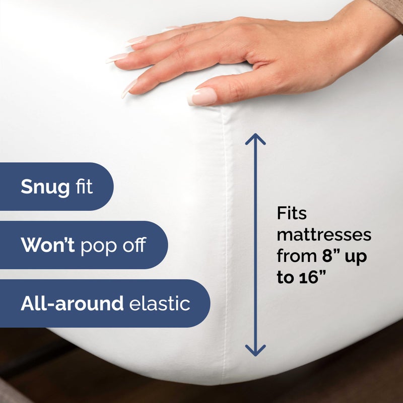 Split Queen Sheets - Easy-Fit  Wrinkle-Resistant  Designed for Split Queen Mattress - Split Queen Sheets Sets Fits 14"" to 16"" Deep Pockets - Premium Extra Soft  Queen Split Fitted Sheet Set - White