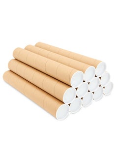 Juvale 12 Pack Mailing Tubes With Caps 2X16 Inch Kraft Paper Round Cardboard Mailers For Shipping Posters Art Prints Maps Blueprint (Brown)  - Image 1