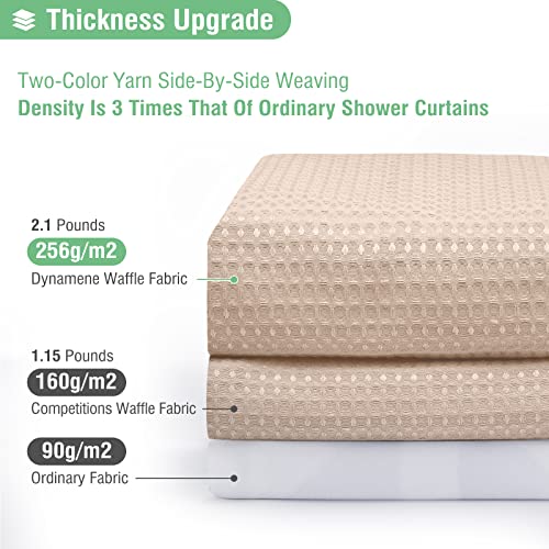 Dynamene Blush Pink Fabric Shower Curtain Waffle Weave Textured Heavy Duty Cloth Shower Curtains for Bathroom 256GSM Hotel Luxury Weighted Bath Curtain Set with 12 Hooks72x72 Blush Pink - Image 3