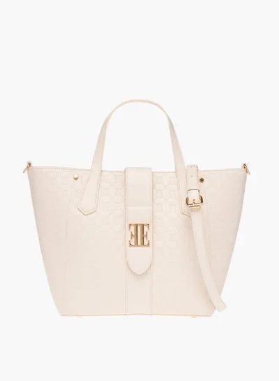 ايل Womens Monogram Embossed Tote Bag With Zip Closure
