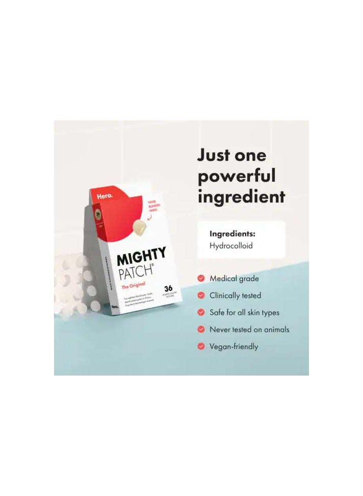مايتي باتش رقعة هيرو مايتي الأصلية من مستحضرات التجميل - رقعة هيدروكولويد لعلاج حب الشباب والبثور، ملصقات موضعية للوجه والبشرة، صديقة للنباتيين ولم يتم اختبارها على الحيوانات (36 رقعة) - Image 4