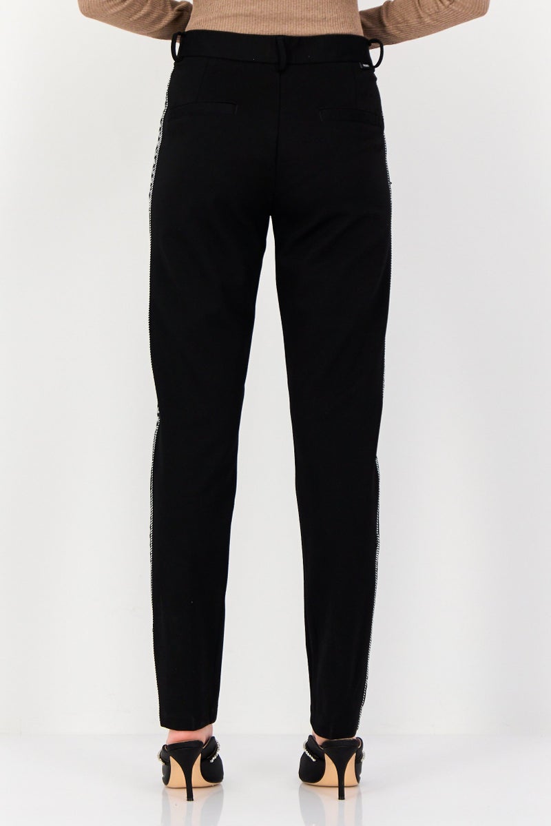 Reiko Women Cigarette Fit Textured Straight Leg Pants, Black - Image 3