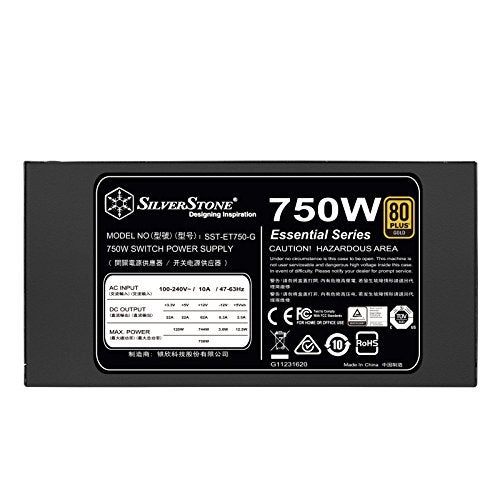 SilverStone Tek 750W 80 Plus Gold Fixed Cable Power Supply with Flat Black Cables and Quiet Fan Curve SST-ET750-G - Image 3