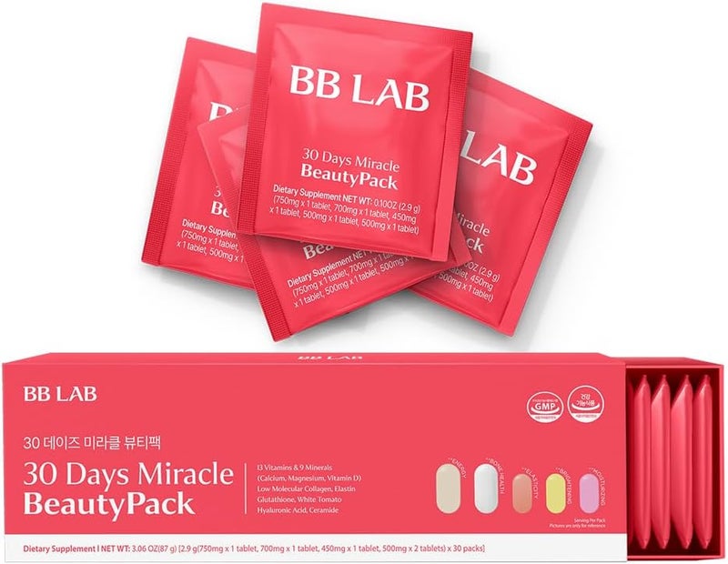BB LAB 30 Days Miracle Beauty Allinone Pack Low Molecular Collagen Elastin Glutathione Ceramide Hyaluronic Acid Multivitamins  Minerals Calcium Magnesium Vitamin D - Image 1