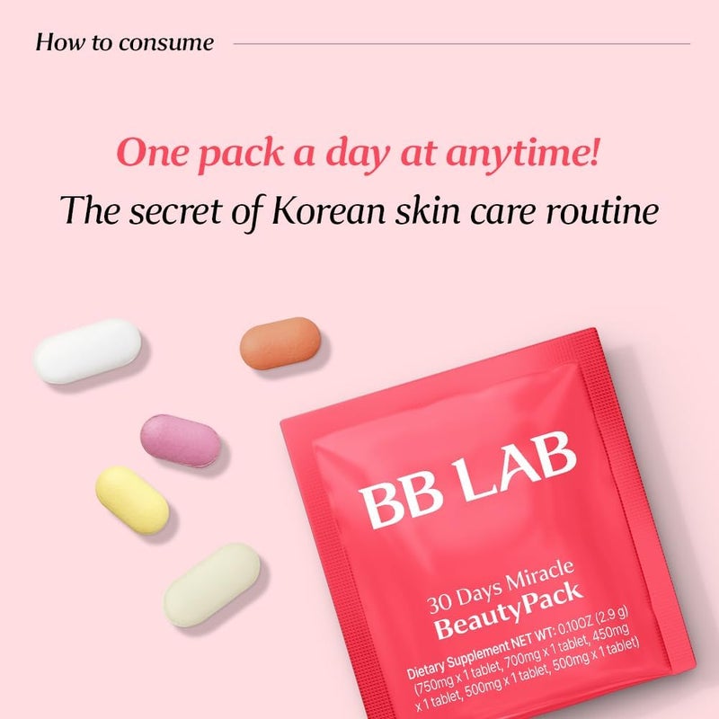 BB LAB 30 Days Miracle Beauty Allinone Pack Low Molecular Collagen Elastin Glutathione Ceramide Hyaluronic Acid Multivitamins  Minerals Calcium Magnesium Vitamin D - Image 4