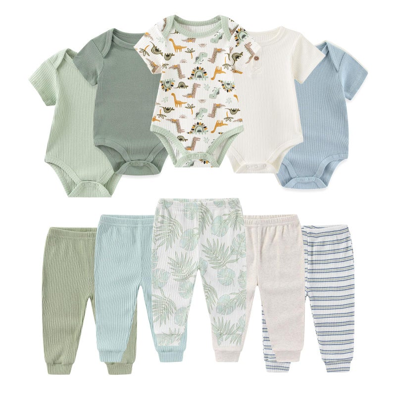 Ruliby Baby Boy Bodysuit and Pant Set Summer Soft Newborn Clothes Outfits 3-6 month - Image 1