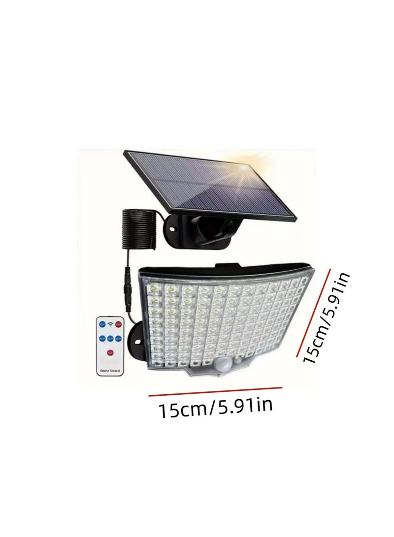 مصباح يعمل بالطاقة الشمسية فائق السطوع مزود بـ 120 مصباح LED | مقاوم للماء بمعيار IP65 + تحكم مزدوج عن بعد | لا يحتاج إلى كهرباء على مدار السنة، مناسب للفناء الخلفي/المرآب/الأماكن الخارجية | 15 سم × 15 سم × 8 سم - Image 2
