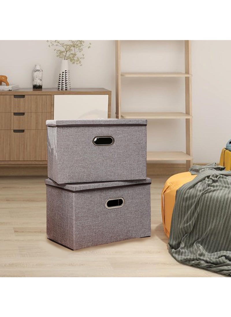 AUTOYSUR Clothes Organizer Drawer with Cover, Foldable Fabric Storage Boxes Cloth Storage Organizer Drawer Storage Cubes, Wardrobe Clothes Organizer Toys Storage Bin for Underwear Socks (grey-2pc)  - Image 1