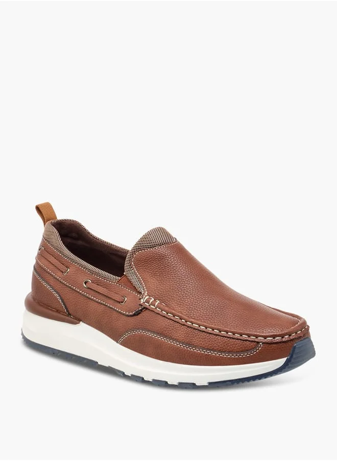 لو كونفورت Men's Panelled Slip-On Loafers with Pull Tabs