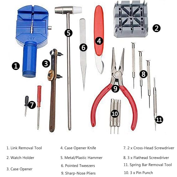 SHB 16PCS Watch Clock Opener Repair Tool Kit Set Pin Screwdriver/Tweezers/Pliers Hand Tool Sets - Image 3