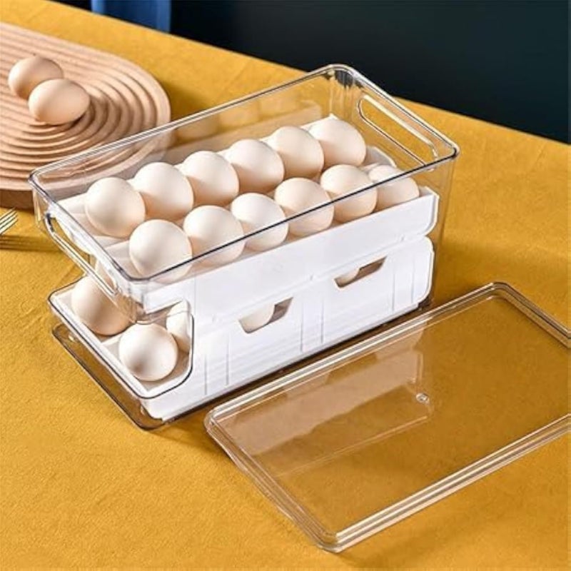 حامل بيض ومنظم بيض ثلاجة إكلير عام، دوار تلقائي، طبقتان، سعة 24 بيضة. الأشعة تحت الحمراء