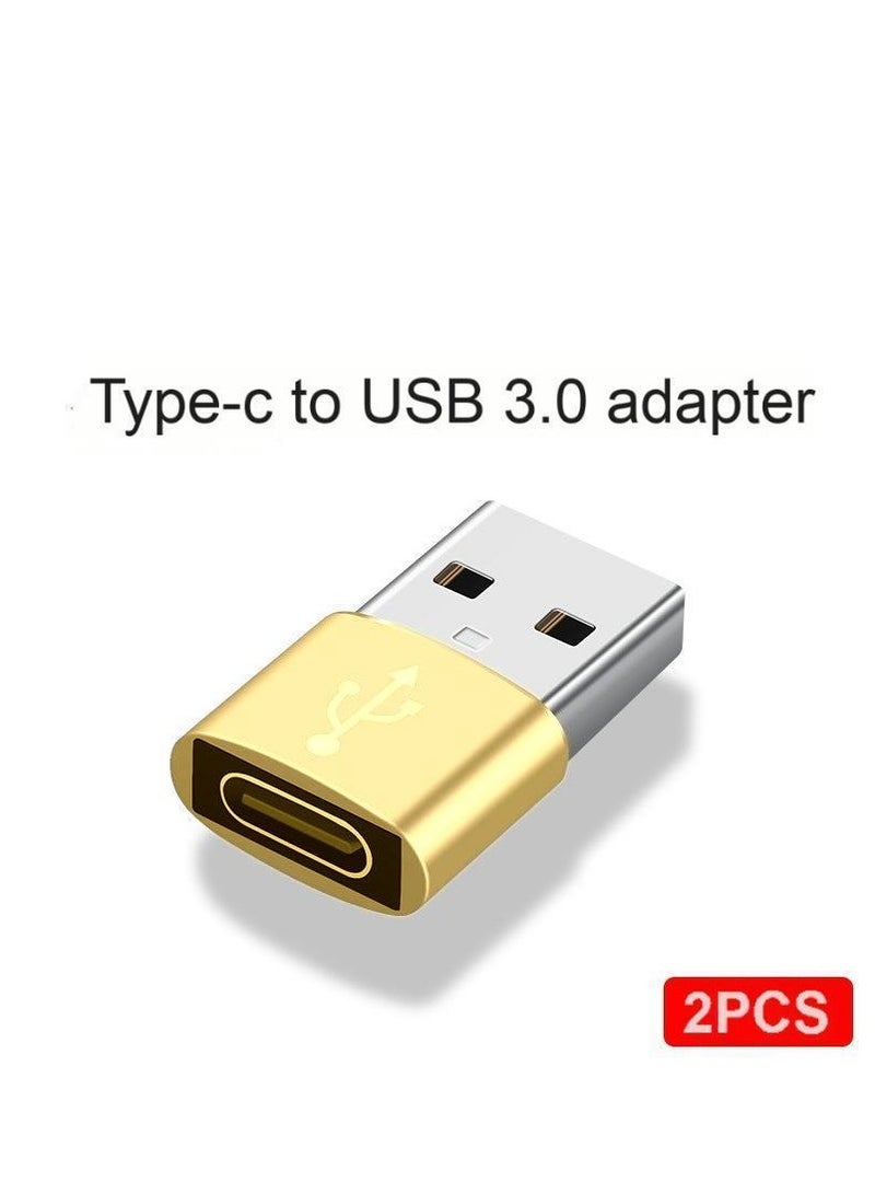 مجموعة محول OTG من قطعتين من النوع C إلى USB-A - تقنية USB 3.0، تدعم نقل البيانات والشحن - ذهبي - Image 1