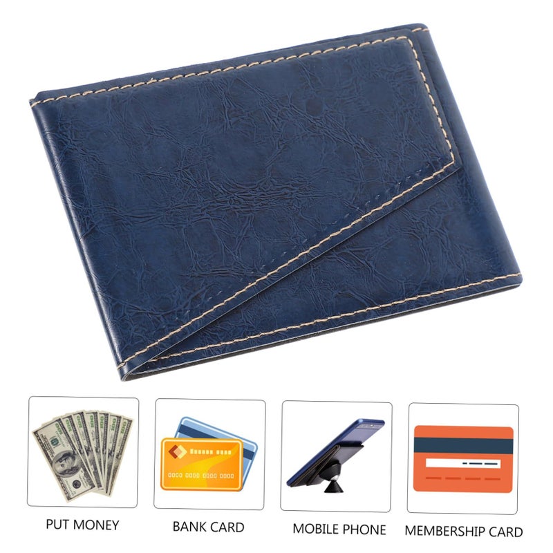 Leather Phone Bracket Wallet Money Clip Card Pouch With Horizontal Stand For Purse - Image 5