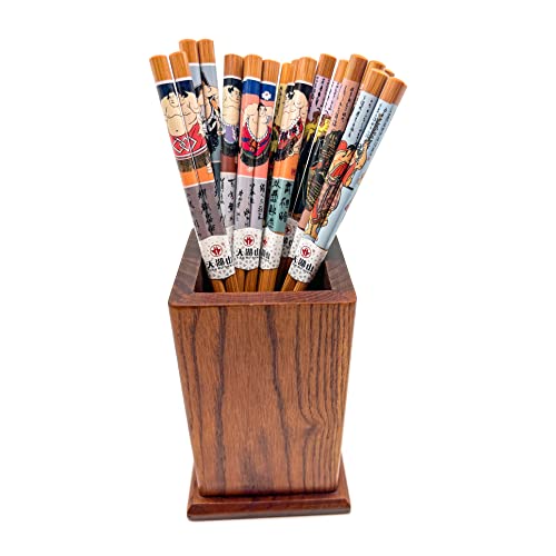 LANHUTHS 10 Pairs Reusable Bamboo Chopsticks, Samurai&Semo Pattern Natural Bamboo Wood Chopsticks, 8.8Inch/22.5cm Polybag packing by LANHUTHS - Image 4