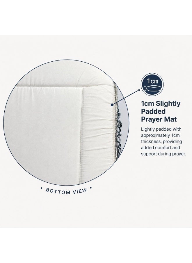 Fabienne Padded Prayer Mat 70x110cm 1cm Cushion Sajadah Lightweight Compact Size Musallah for Adults & Kids, Travel Hajj Umrah Gift Navy Blue/Off-White - Image 2