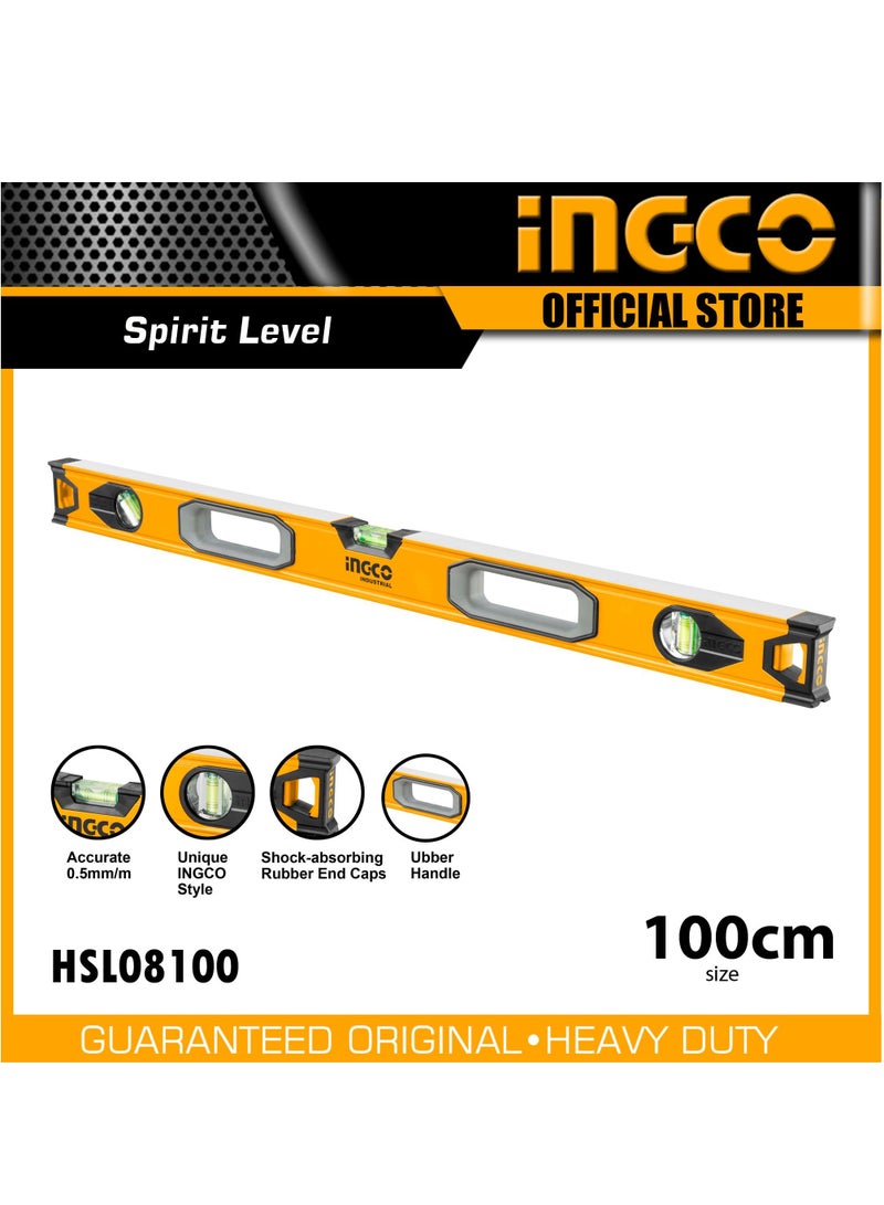 INGCO INGCO Industrial Spirit Level HSL08100 – 100 cm Aluminium with 3 Precision Vials - Image 2