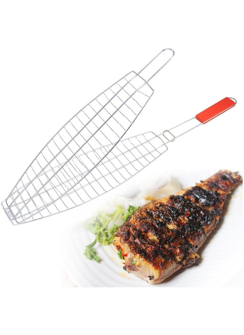 Raxoom charcoal grill Barbecue Grids grill accessories grill net Fish basket outdoor grill basket fish grill holder y grill meat foldable basket Metal grilled fish iron net  - Image 1