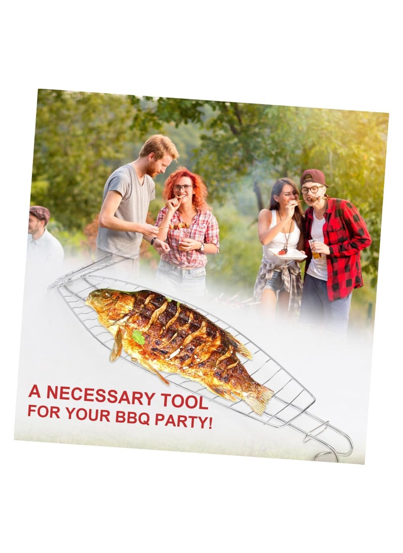 Raxoom charcoal grill Barbecue Grids grill accessories grill net Fish basket outdoor grill basket fish grill holder y grill meat foldable basket Metal grilled fish iron net  - Image 4