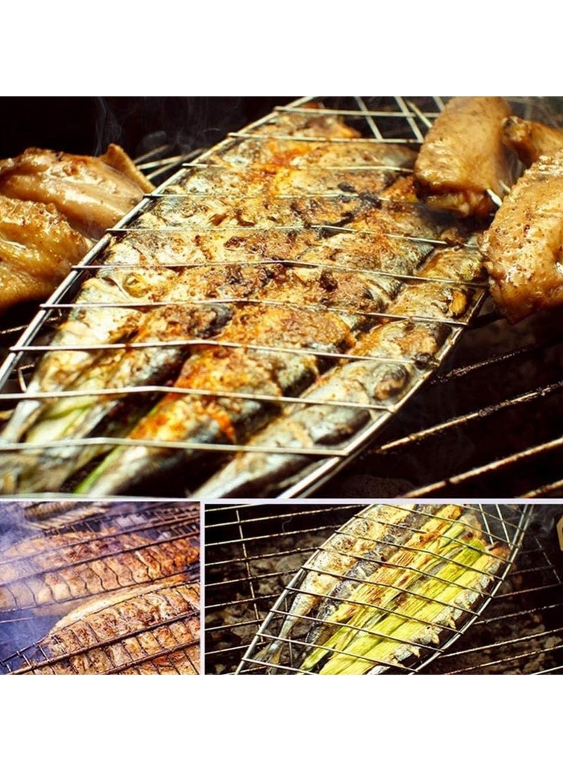 Raxoom charcoal grill Barbecue Grids grill accessories grill net Fish basket outdoor grill basket fish grill holder y grill meat foldable basket Metal grilled fish iron net  - Image 3