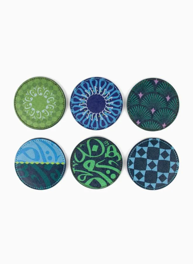 Silsal Set of 6 Bahja Leather Coasters