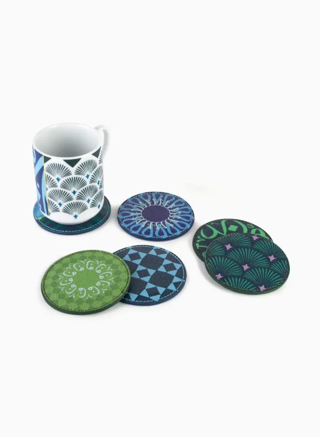 Silsal Set of 6 Bahja Leather Coasters