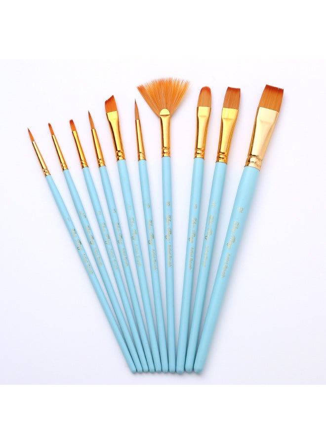 ZhuTing Linen Wood Watercolor Pen Two-color Nylon Wool Combination Brush Set With Fan-shaped Water Chalk - Image 1