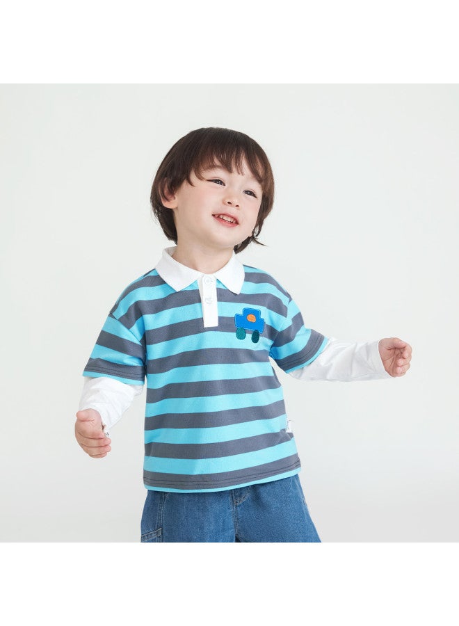 Boys' Sweatshirt Spring/autumn Kids' Polo Collar Shirt Top Toddler Clothes Baby Boy - Image 3